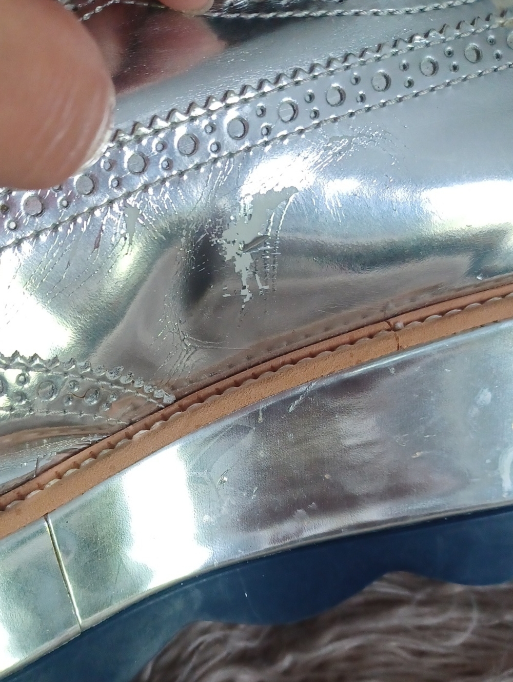 PRADA Silver Metallic Leather Platform Oxford Shoes - Picture 11 of 16